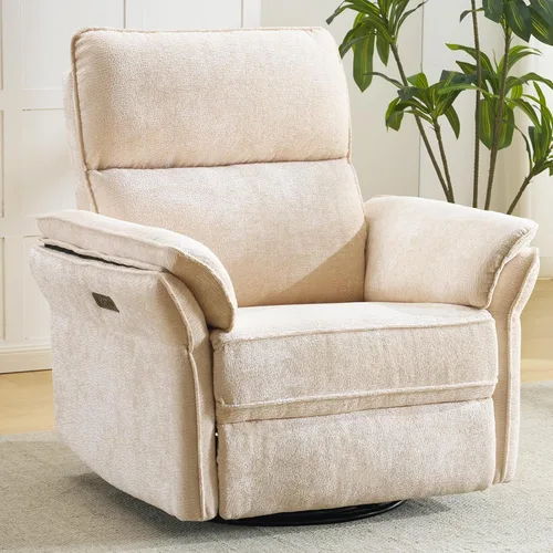 Miniatura 17 de Rocking Chair Nursery with Adjustable Headrest,Manual Swivel Rocker Recliner Nursery Chair with Overstuffed Armrest,Glider Rocker Recliner for