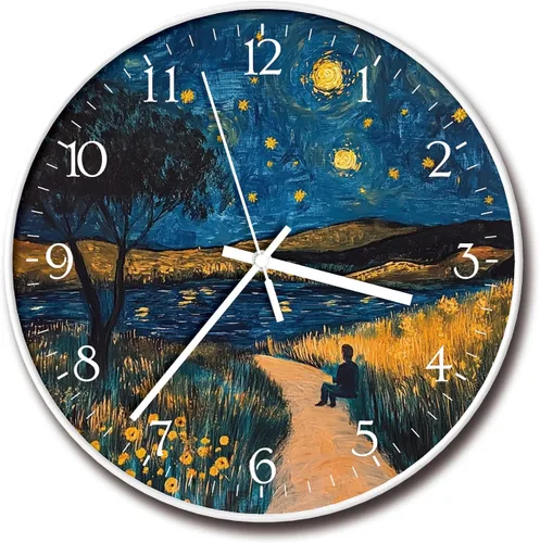 Miniatura 11 de Reloj de pared de plástico de 8 pulgadas con pilas, reloj de pared redondo decorativo, reloj de pared silencioso, patrón de gato 2269-Three Cat