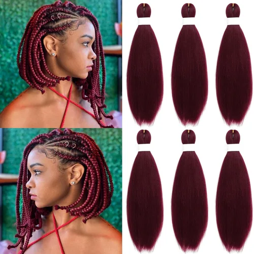 Miniatura 23 de Black Braiding Hair Pre Stretched 16 Inch Black Hair Extensions For Braiding Hypoallergenic Pre-stretched Braiding Hair Natural Knotless Crochet