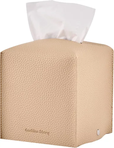 Miniatura 9 de Gashina Story Funda para caja de pañuelos que no se cae, soporte Kleenex de piel sintética de alta calidad, organizador decorativo cuadrado de 5 x 5