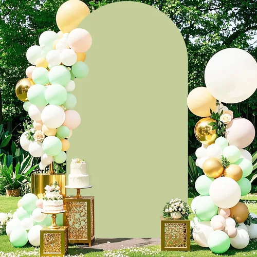 Miniatura 2 de Cubierta de arco verde de 6 pies, cubierta de fondo de arco de boda, cubierta de arco de globo, paneles de arco ajustados, cubierta de telón