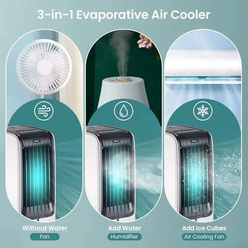 Miniatura 2 de COSTWAY Enfriador de aire evaporativo portátil para habitación, enfriador de aire portátil 3 en 1 con control remoto, temporizador de 8 horas, 2