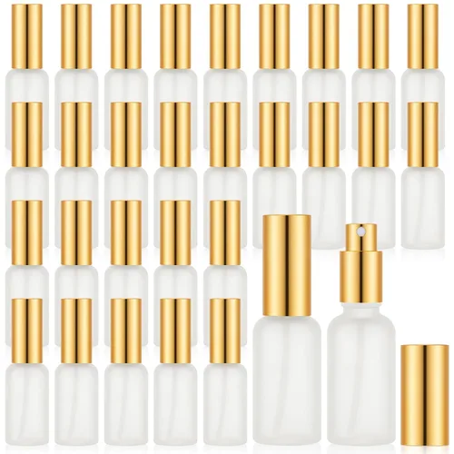 Miniatura 17 de Roshtia 30 Pcs 0.33 oz/ 10 ml Beech Wood Color Glass Spray Bottle Refillable Perfume Atomizer Clear Decorative Empty Bottles with Fine Mist Sprayer