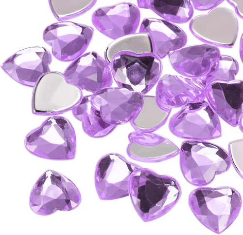 Miniatura 13 de MECCANIXITY 20 piezas de diamantes de imitación acrílicos de corazón de 0.787 pulgadas (0.787 in) con parte trasera plana, gemas de plástico