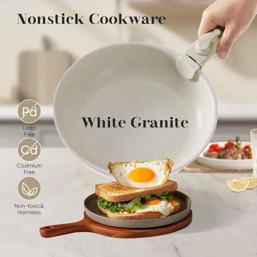 Miniatura 4 de Sweetcrispy Juego de 12 piezas de ollas y sartenes, juego de utensilios de cocina antiadherente de inducción con mango desmontable, apto