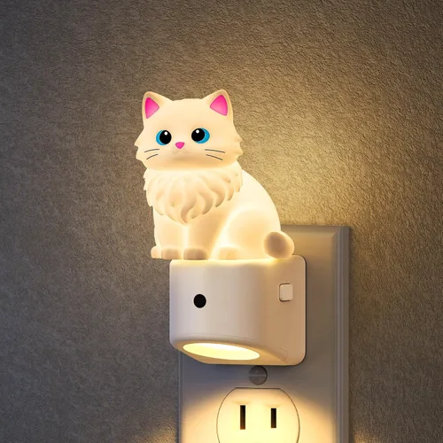 Miniatura 15 de Luces nocturnas de búho enchufables a la pared, bonita luz nocturna para niños, luz nocturna LED de 8 colores con sensor de atardecer a amanecer