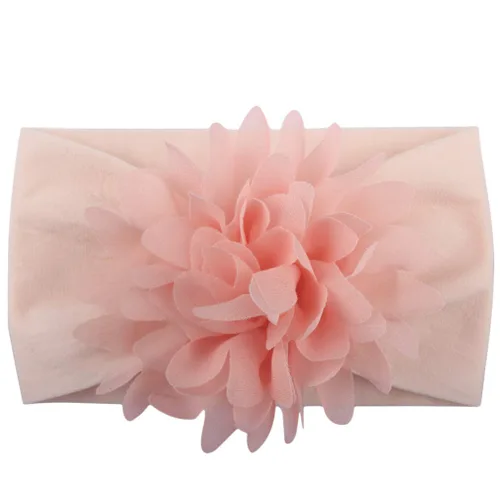 Miniatura 8 de Diademas de nailon suave para recién nacido, diseño de flores de gasa