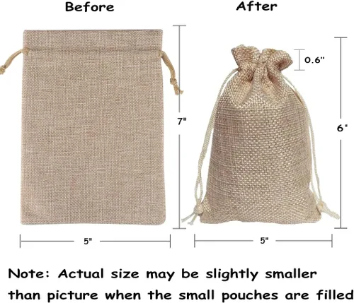 Miniatura 2 de Lote de 30 bolsas de arpillera con cordón de regalo, bolsas de joyería para bodas y manualidades, 5 x 7 pulgadas