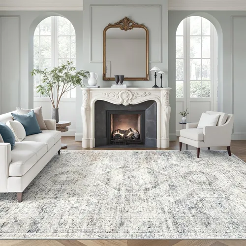 Miniatura 276 de Alfombra de pasillo Soalmost 2'6" x 10' lavable, alfombra antideslizante para cocina, baño, lavandería, alfombras vintage ultra delgadas para Beige