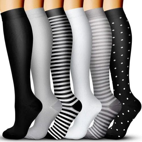 Calcetines de compresión para mujeres y hombres de 15 a 20 mmHg mejor médico lactancia para correr atletismo venas varicosas viajes