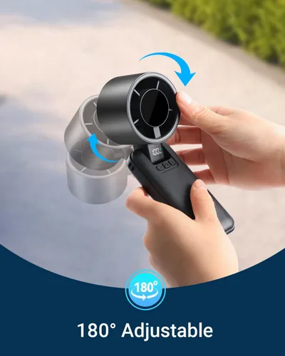 Miniatura 6 de Ventilador turbo portátil 4 en 1, 15000 RPM/180° plegado/5000 mAh/20 horas, ventilador de mano recargable con tecnología Air Turbo, pantalla LED
