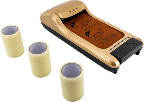 Máquina de película para zapatos, 23.62 x 10.24 x 7.09 pulgadas, dispensador automático de cubiertas de zapatos, dispensador portátil con 3 rollos