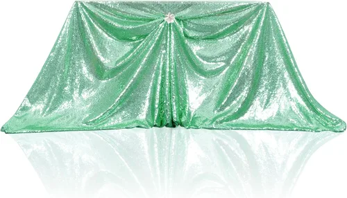 Miniatura 20 de PartyDelight Mantel de lentejuelas redondo de 50 pulgadas, color dorado claro, adorno de mesa para decoración de bodas, fiestas, cumpleaños