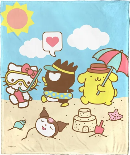 Miniatura 24 de Northwest Hello Kitty - Manta de seda táctil, 50 x 60 pulgadas, amigos de la playa