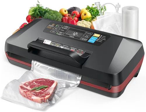 Miniatura 4 de Sellador al vacío de 95 kpa, sellador de alimentos completamente automático comercial, potente sistema de sellado, doble sellado térmico, cortador