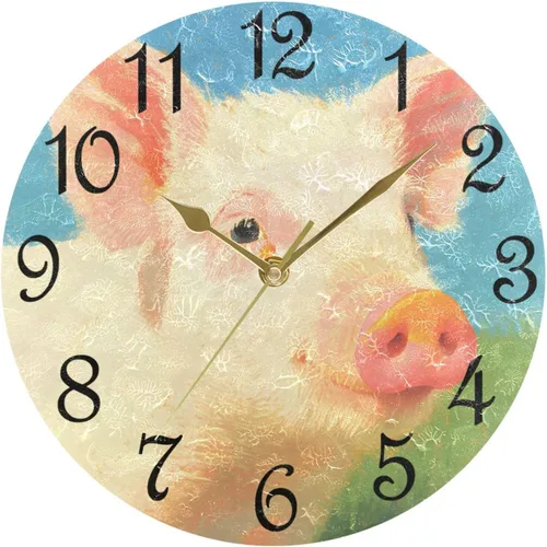 Miniatura 23 de Reloj de pared rústico retro con puerta de granero de madera, marrón, azul, funciona con pilas, silencioso, sin tictac, 10 pulgadas, reloj de mesa