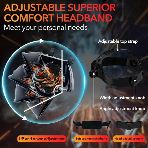Miniatura 7 de TRQWH Welding Helmet Auto Darkening Large Viewing True Color Solar Powered Welding Mask with 4 Arc Sensor Adjustable Wide Shade Range 4~5-8/9-13