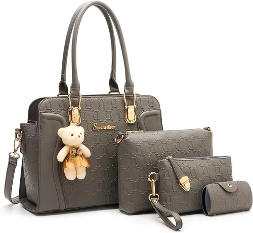 Miniatura 69 de Bolsos de mano de moda para mujer, bolsa de hombro, asa superior, bolsa de mano, juego de 4 piezas