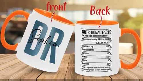 Miniatura 3 de A62227 - Taza de regalo de graduación personalizada con datos nutricionales de doctorado, nombre personalizado y año para mujeres, regalos de nuevo