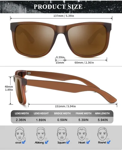 Miniatura 4 de KALIYADI Lentes de sol para hombre, color negro mate, para mujer, lentes polarizados de gran tamaño, protección UV, paquete de 3