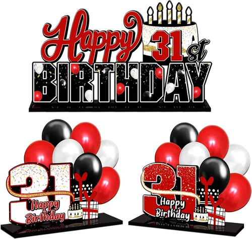 Miniatura 175 de LINGTEER Feliz 10º Cumpleaños Juego de Centros de Mesa de Acrílico Azul para Mesa - Brindemos por Diez Años Decoraciones de Regalo de Fiesta de 10º