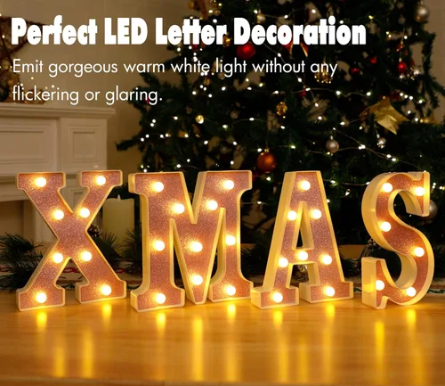 Miniatura 4 de Letras pequeñas de marquesina LED, letras iluminadas, letras LED de 8.58 pulgadas, letrero iluminado a pilas para mesa, fiesta, cumpleaños