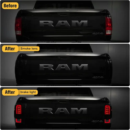 Miniatura 4 de Luces traseras LED mejoradas compatibles con Dodge RAM 1500 2009-2018, Ram 2500 3500 2010-2018 modelos de luz trasera halógena de fábrica, lente Luz