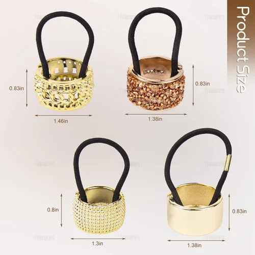 Miniatura 3 de AUEAR, Paquete de 8 soportes para cola de caballo con diamantes de imitación, puños góticos punk, elásticos para mujer, accesorios