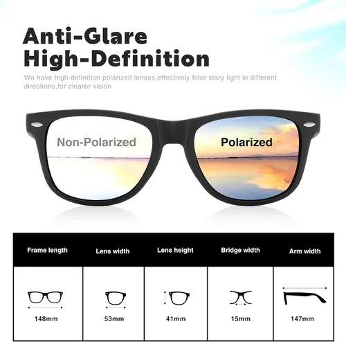 Miniatura 4 de DEMIKOS Gafas de sol polarizadas para hombre, lentes de espejo retro de moda para conducir, pescar, protección UV400