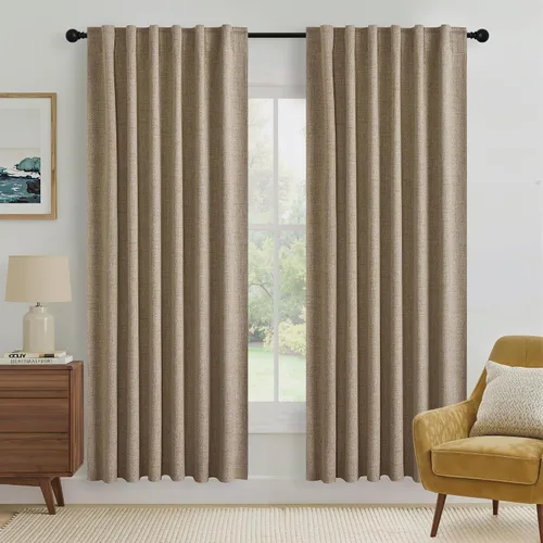 Miniatura 48 de RYB HOME Cortinas cortas opacas 100% marrones, 45 pulgadas de largo, 52 pulgadas de ancho, bloqueo de luz y aislamiento térmico para cocina