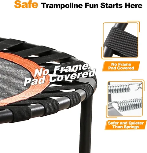 Miniatura 2 de 40"/48" Foldable Mini Trampoline Load 330lbs, Portable Exercise Rebounder with Durable Bungee Band, Fitness Trampoline for Adults and Kids