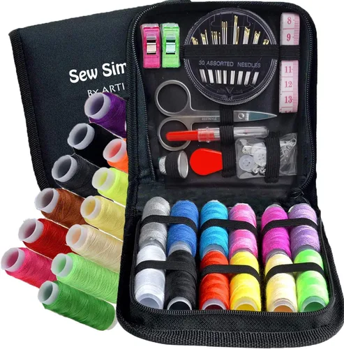 Miniatura 6 de Kit de costura, más del 80 suministros de costura premium, 38 bobinas de hilo. Mini kit de costura de viaje, costura para principiantes, kit