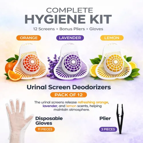 Miniatura 2 de Pasteles de orina para hombres de baño, paquete de 12 desodorantes para pantalla de orinal, hasta 3000 sofocos, naranja lavanda limón, diseño sin