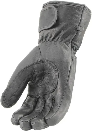 Miniatura 3 de Guantes Milwaukee Leather MG7534 para hombre de piel de ciervo negros con cierre de cincha y correa de muñeca para motocicleta