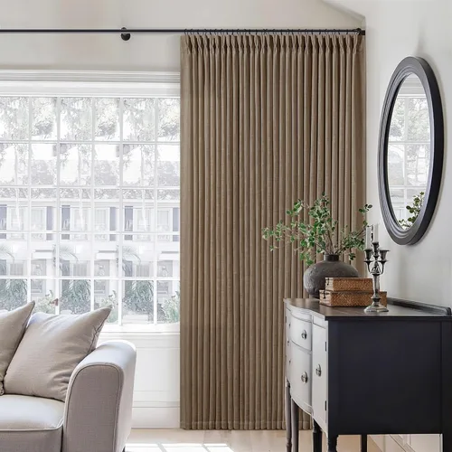 Miniatura 154 de Cortinas de lino natural con pliegues fruncidos de 120 pulgadas de largo para sala de estar, cortinas plisadas con ganchos y lengüeta trasera