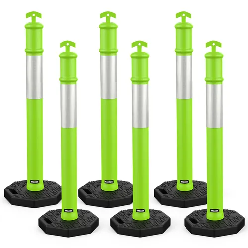 Miniatura 18 de BATTIFE Poste delineador de 45 pulgadas con base, conos de delineador de tráfico naranja con collar reflectante para práctica de conducción