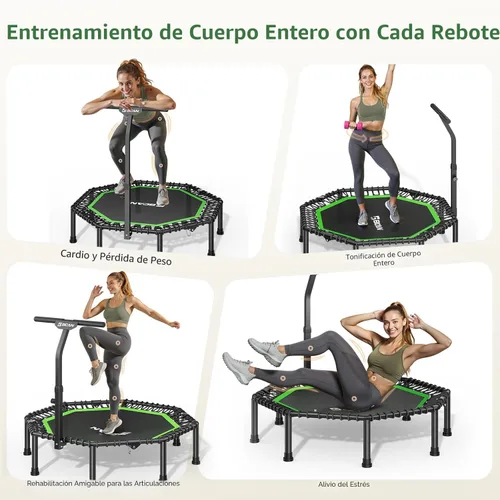 Miniatura 6 de BCAN - Cama elástica miniatura octagonal de 51 pulgadas, carga máxima de 450 libras; cama elástica de aptitud física con barra de asa T ajustable