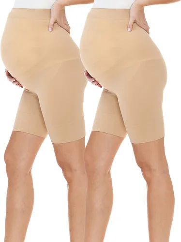 Leggings Depot Ropa de maternidad sin costuras para mujer, ropa interior de embarazo a medio muslo, soporte para el vientre, evita rozaduras, S-XL