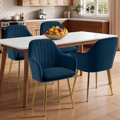 Miniatura 18 de AVAWING Modern Living - Juego de 2 sillas con reposabrazos decorativos para sala de estar, comedor, de terciopelo, tapizado, de mediados de siglo