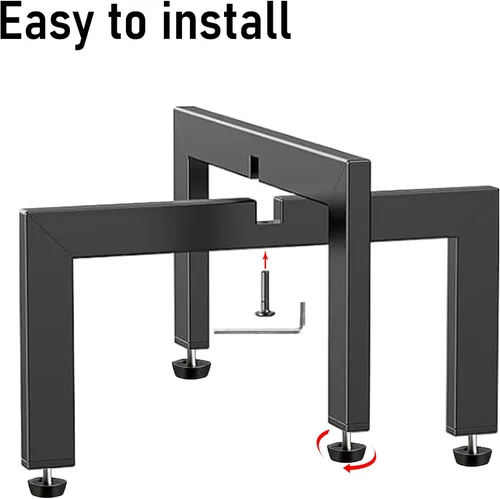 Miniatura 5 de Soporte para plantas de interior, soporte de metal resistente con forma de cruz con patas ajustables para suelos irregulares, fácil montaje