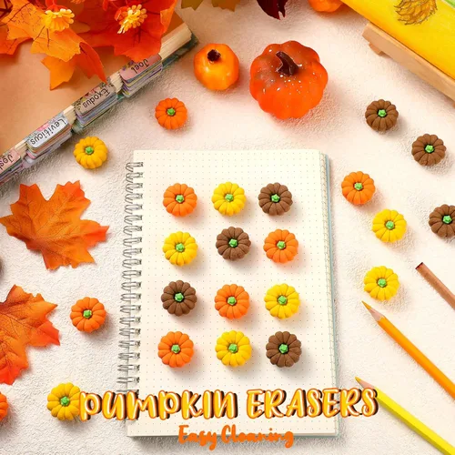 Miniatura 7 de Borradores de calabaza a granel, mini borradores de otoño, novedosos lápices de fiesta, borrador de cemento de goma 3D, Halloween, otoño, Acción