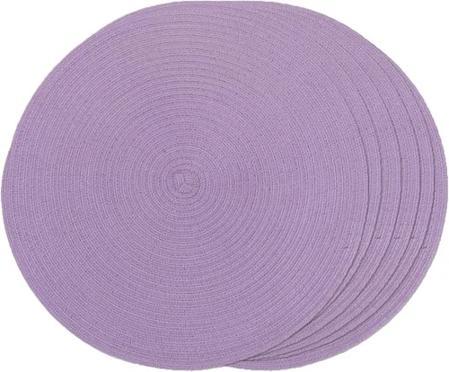 Miniatura 23 de FunWheat Juego de 4 manteles individuales redondos trenzados para mesas de comedor, manteles tejidos resistentes al calor, 15 pulgadas
