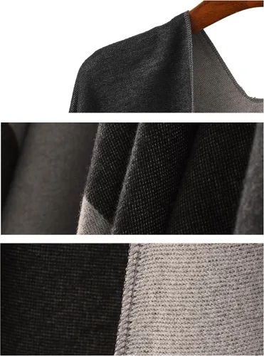 Miniatura 5 de YnimioAOX Poncho envolvente tipo chal para mujer, capa frontal abierta para otoño e invierno