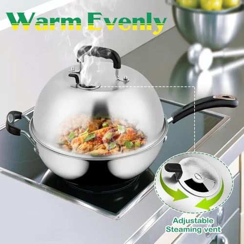 Miniatura 4 de Cúpula de Fusión de Queso de 12 Pulgadas, Cubierta para Untar de HaSteeL Resistente con Ventilación Ajustable, Tapa de Cubierta de Vapor de Acero