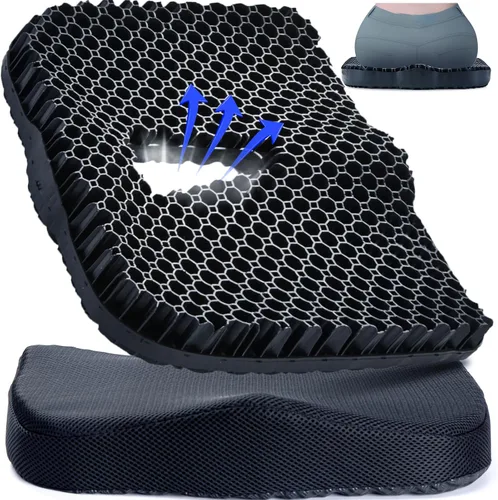 Miniatura 10 de Cojín de gel para asiento de larga duración, cojín de gel para aliviar la presión, suave y transpirable, cojín de silla para silla de oficina, Azul