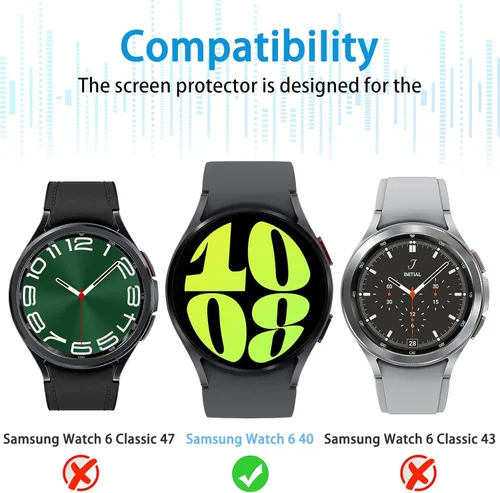 Miniatura 2 de Suoman Paquete de 4 para Samsung Galaxy Watch 6/Galaxy Watch 7 de 40 mm Protector de pantalla, [Antiarañazos] 2.5D Dureza 9H Película protectora