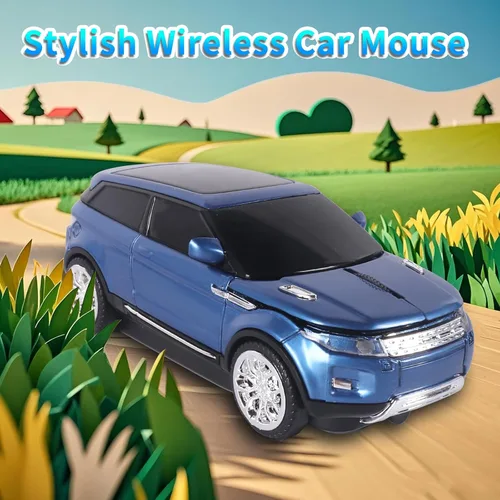 Miniatura 2 de elec Space Ratón inalámbrico con forma de coche para computadora, para PC portátil (azul)