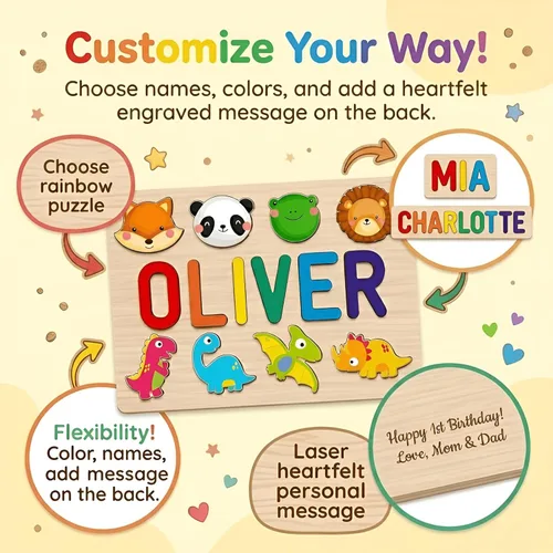 Miniatura 6 de Rompecabezas de nombre personalizado para niños, regalo de juguetes personalizados para bebés, rompecabezas de nombre personalizados para niños