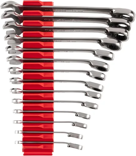 Miniatura 20 de TEKTON WRC94303 Juego de llaves combinadas de trinquete reversible de 12 puntos con organizadores modulares, 19 piezas (6-24 mm)