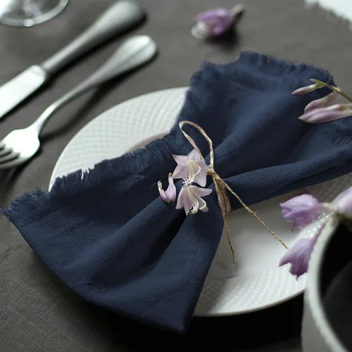 Miniatura 8 de Servilletas de tela hechas a mano 100% de algodón con flecos, delicadas servilletas de tela hechas a mano para cenas, fiestas, bodas y más, 18 x 18